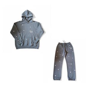 Mayfair Group Gray Heart Pattern Hoodie and Jogger Set